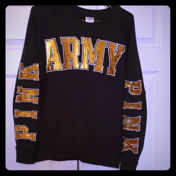 PINK Victoria's Secret Tops - Sold**ARMY sequin sweatshirt